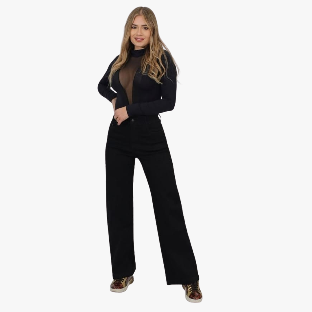 Jeans Mujer Palazzo Full Elasticado Tiro Alto 7