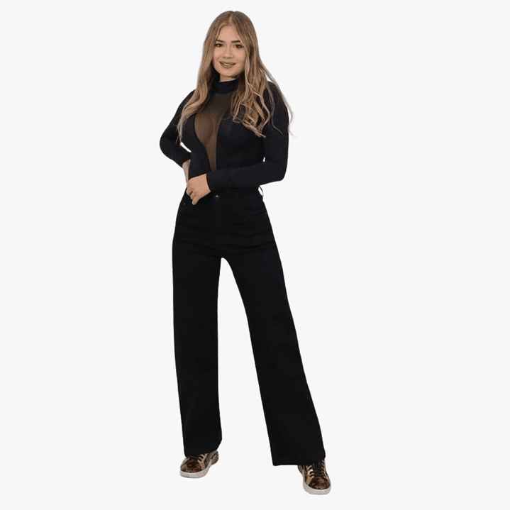 Jeans Mujer Palazzo Full Elasticado Tiro Alto 7