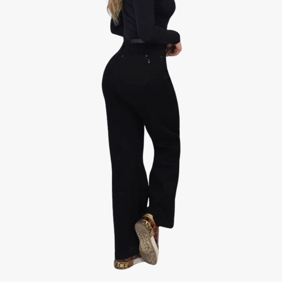 Jeans Mujer Palazzo Full Elasticado Tiro Alto 10