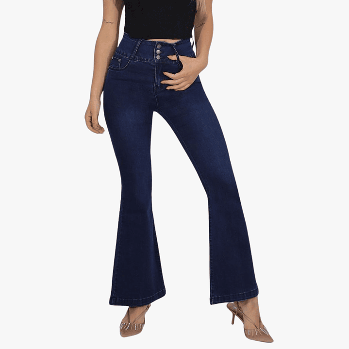 Jeans Flare Elasticado 3 Botones  2