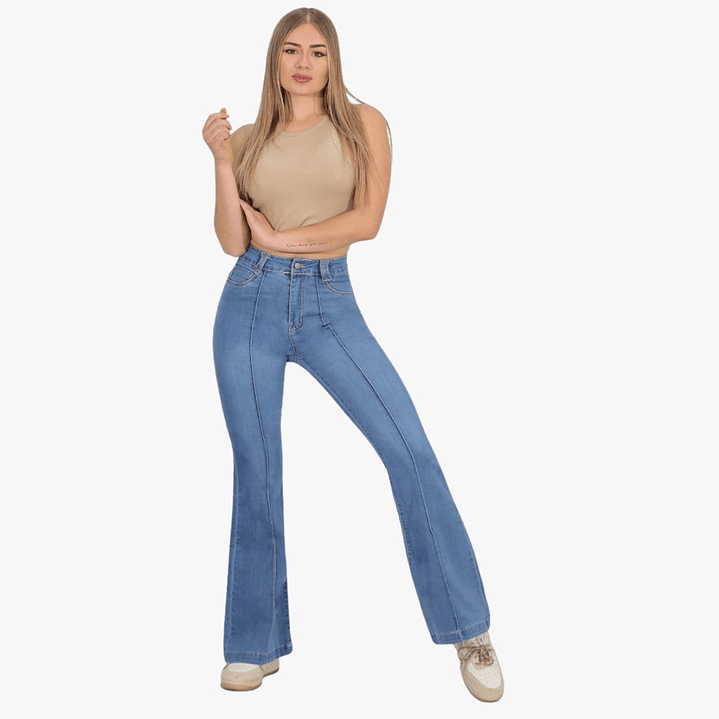 Jeans Flare Lineal Elasticado Push Up 1