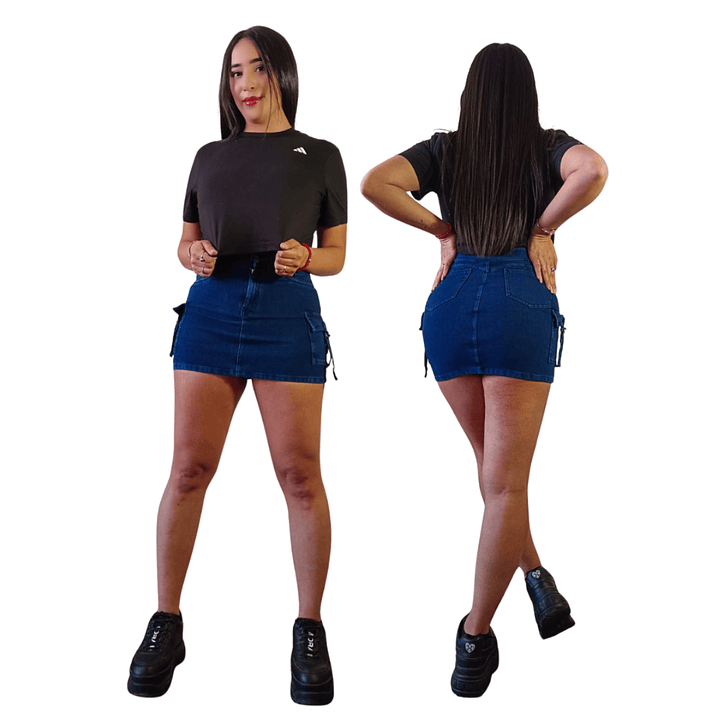 Falda Short De Mezclilla  Cargo Nieves Confección  Peruana  4