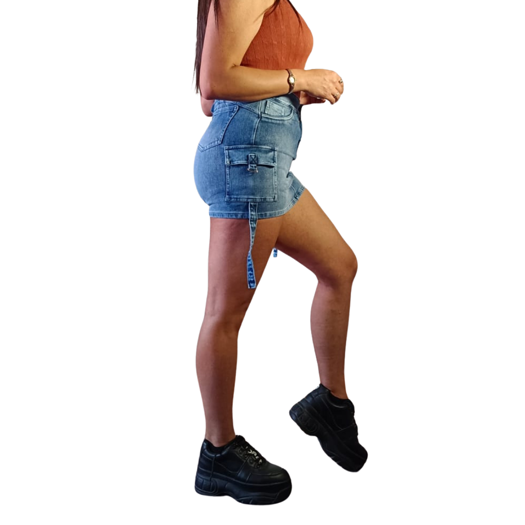 Falda Short De Mezclilla  Cargo Nieves Confección  Peruana  8