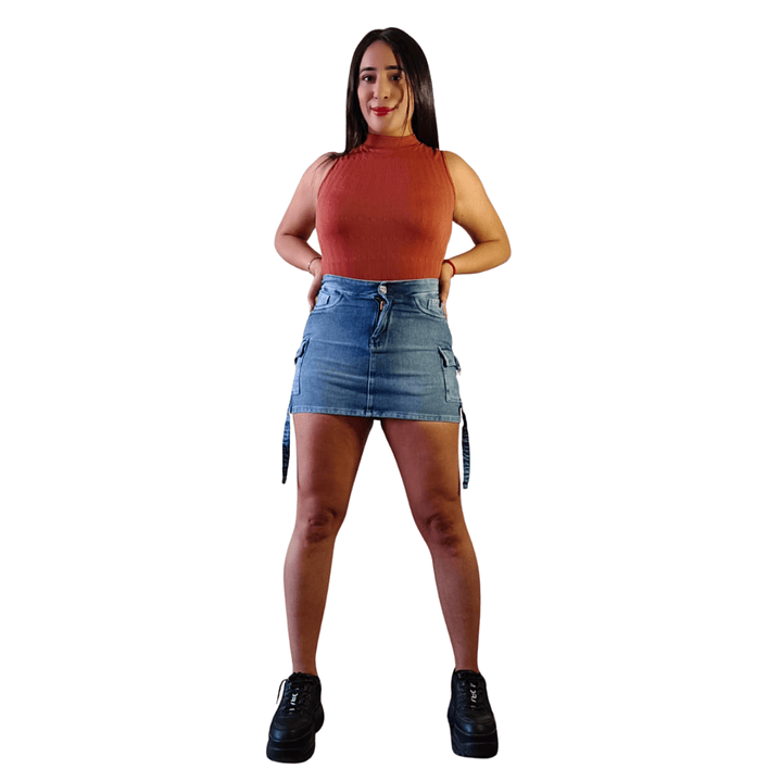 Falda Short De Mezclilla  Cargo Nieves Confección  Peruana  11