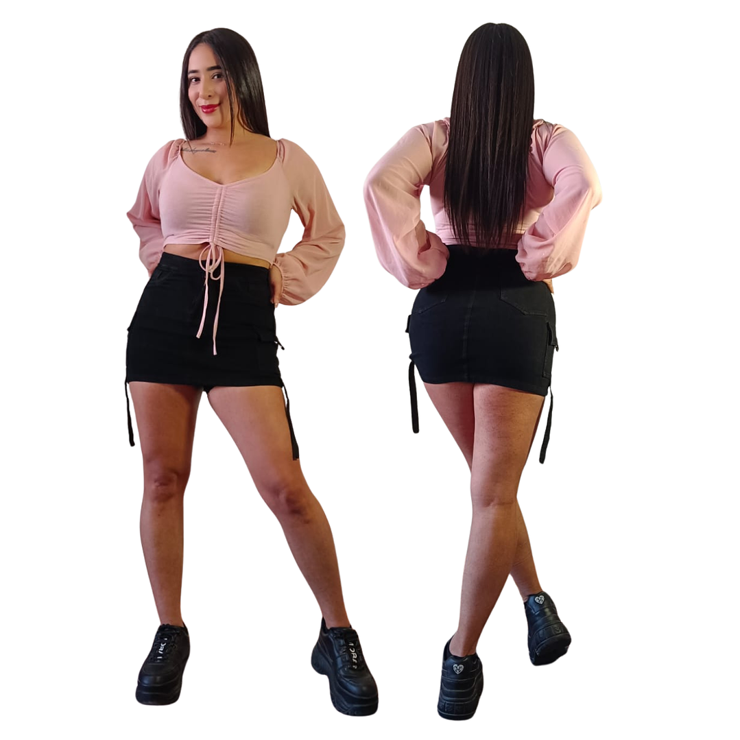 Falda Short De Mezclilla  Cargo Nieves Confección  Peruana  20