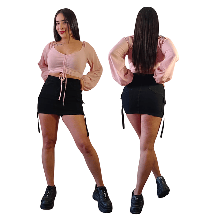 Falda Short De Mezclilla  Cargo Nieves Confección  Peruana  20