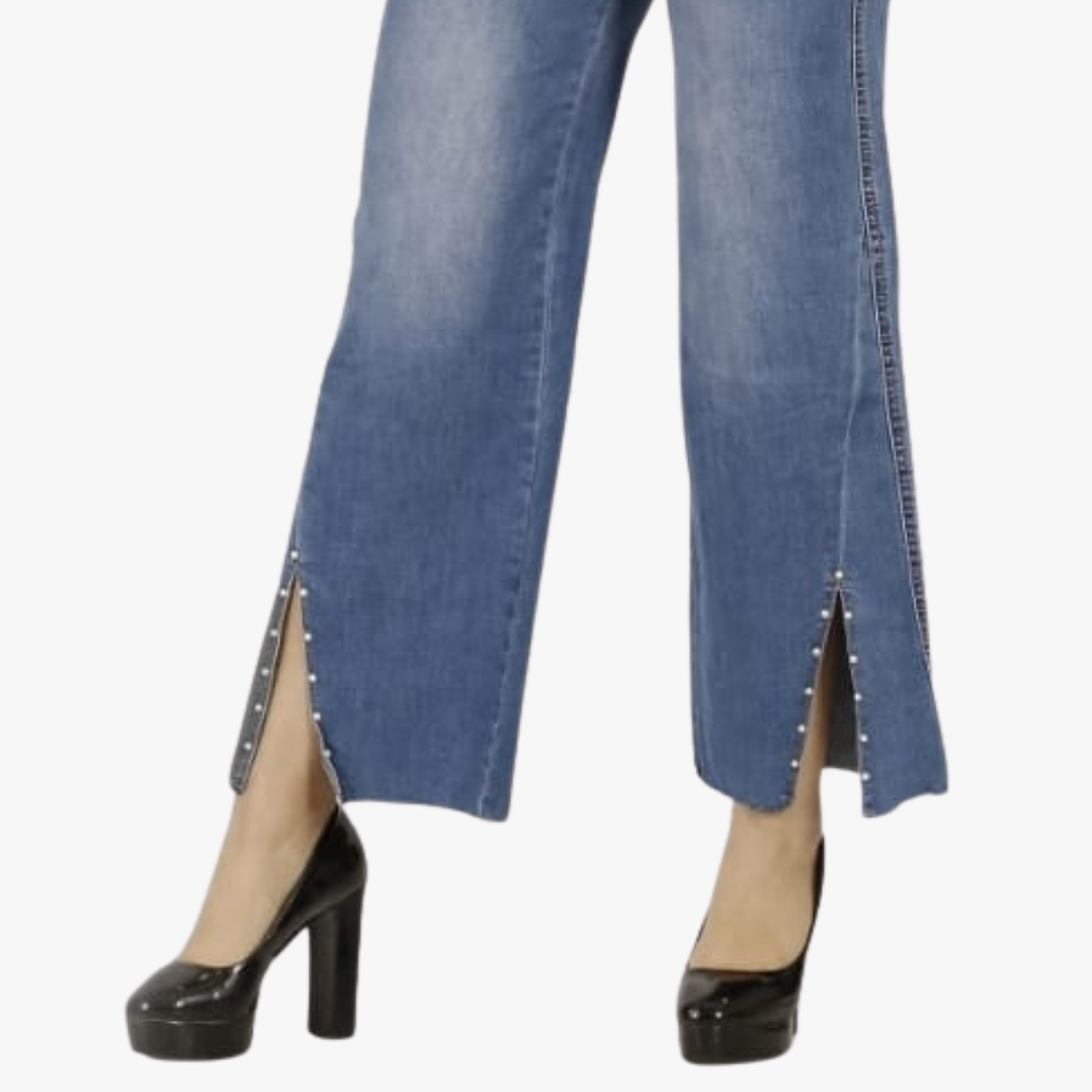 Jeans Palazzo Elasticado Mujer Tiro Alto Calce Perfecto 3