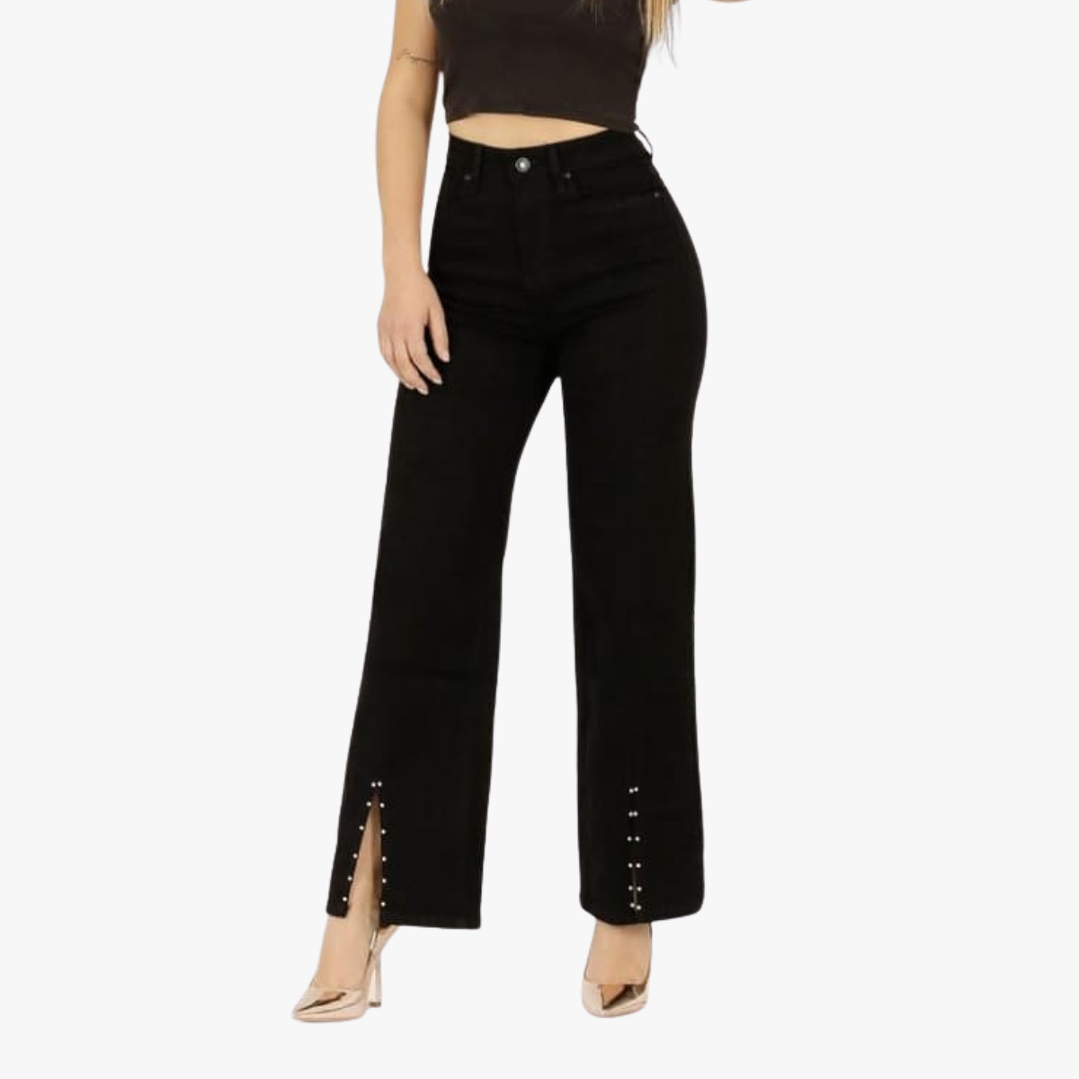 Jeans Palazzo Elasticado Mujer Tiro Alto Calce Perfecto 8