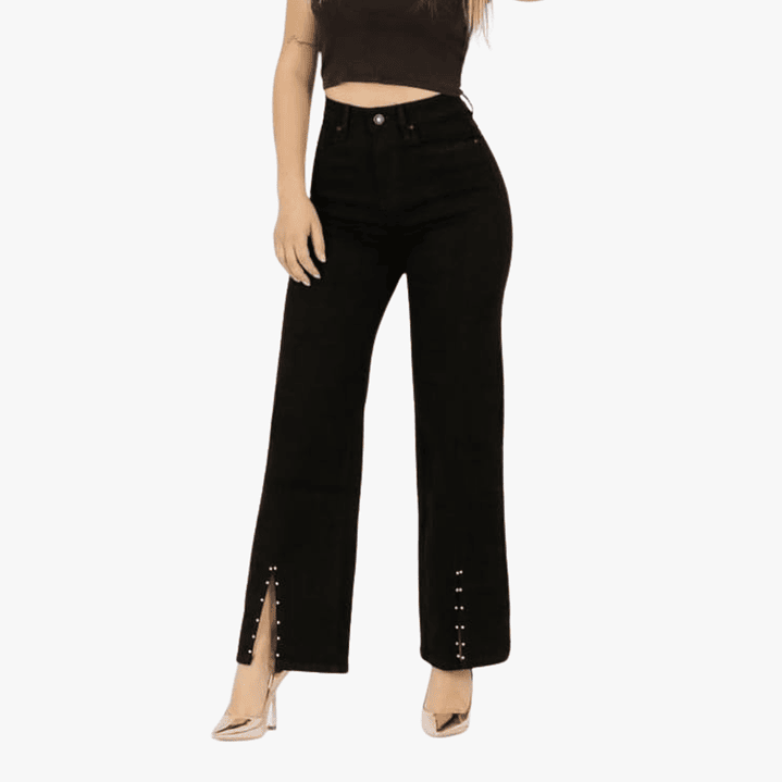 Jeans Palazzo Elasticado Mujer Tiro Alto Calce Perfecto 8