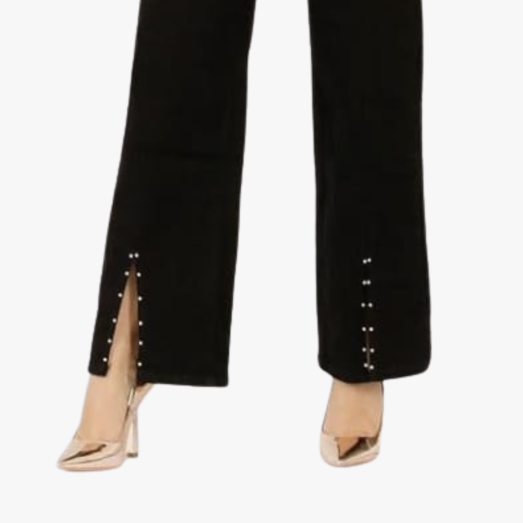 Jeans Palazzo Elasticado Mujer Tiro Alto Calce Perfecto 9