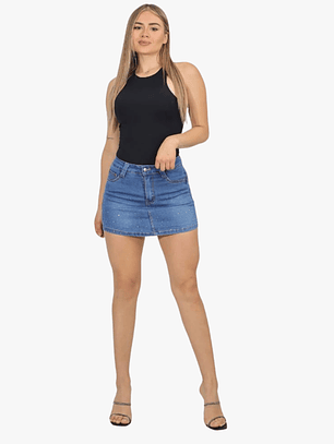 Falda Short Con Brillo  Elasticada  Push Up 