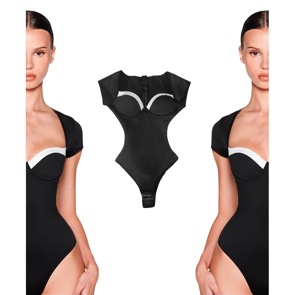 BODY COLOMBIANO MANGA CORTA BICOLOR