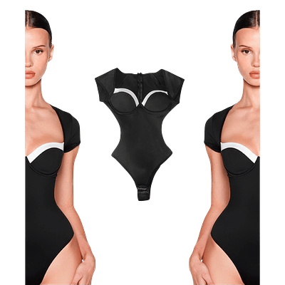 BODY COLOMBIANO MANGA CORTA BICOLOR