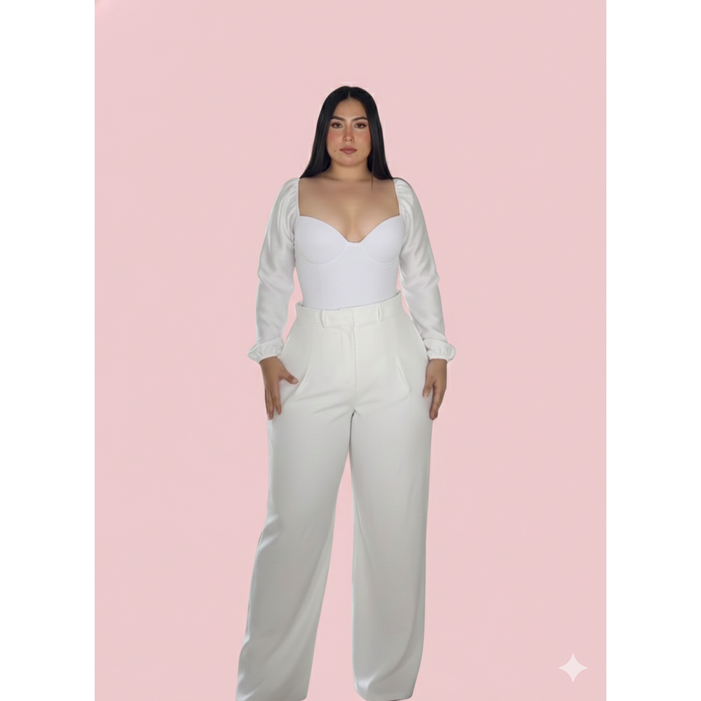 Body colombiano blanco manga larga 