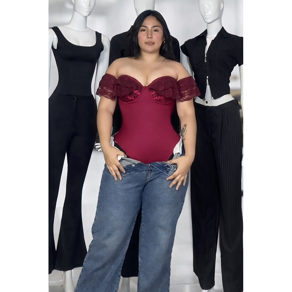Body colombiano encaje color vino