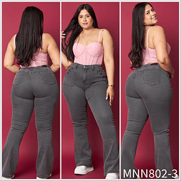 Jeans Flare botones gris extralinda 