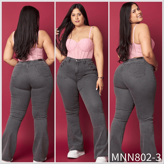 Jeans Flare botones gris extralinda 