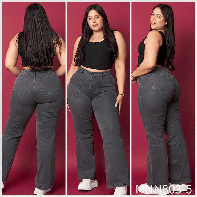 Jeans Wide leg gris extralinda 803-5