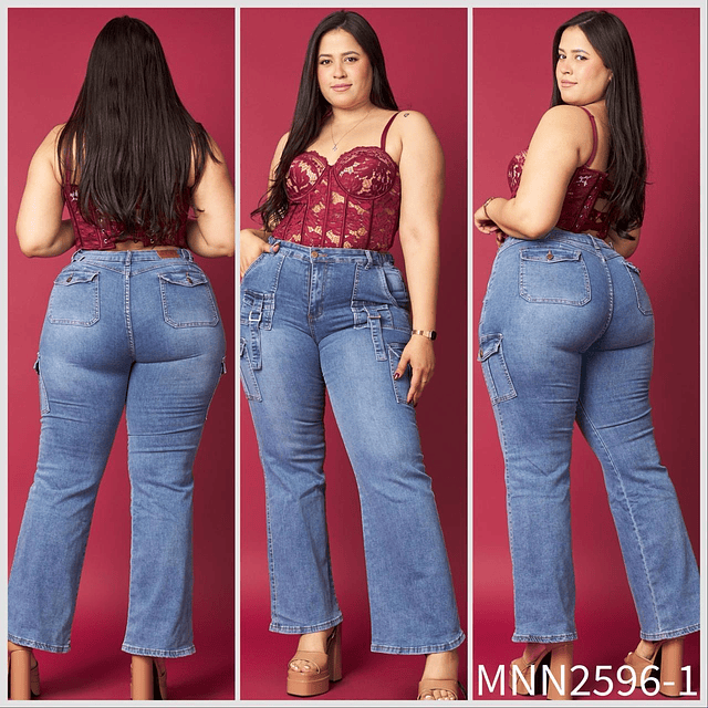 Jeans cargo extralinda azul 