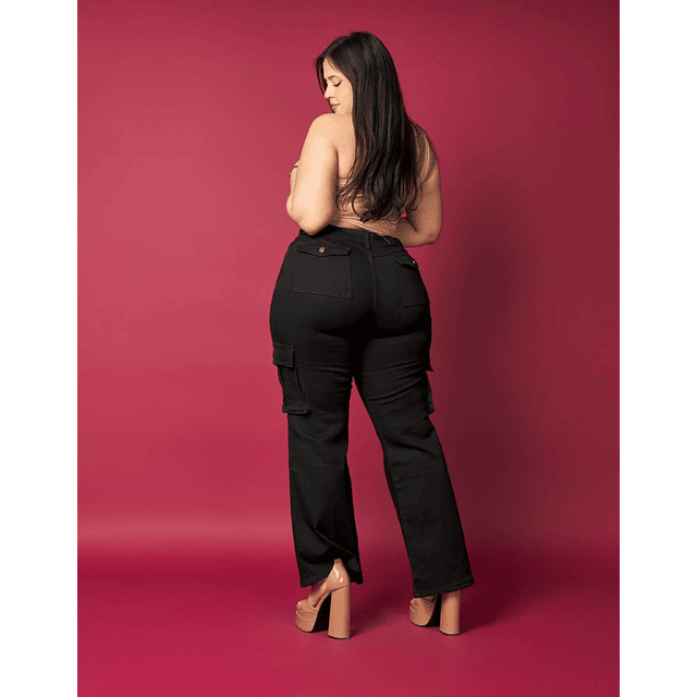Jeans Cargo semi flare black 