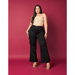 Jeans Cargo semi flare black 