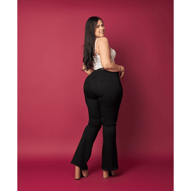 Jeans Flare Black Botones 