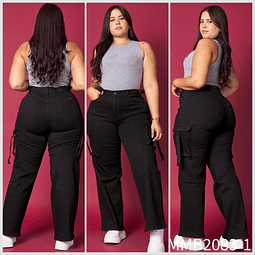 Jeans Cargo Wide leg Negro