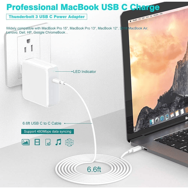 Cargador Macbook y Macbook Pro 13