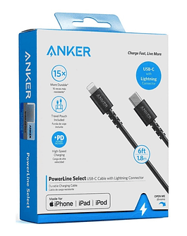 Cable Anker Powerline Select Mfi Lightning A Usb C (1.8m)