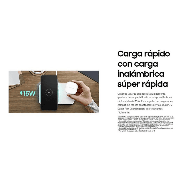 Cargador Inalámbrico Samsung Super Fast Wireless Charger Duo 15w Para Galaxy S22 Plus Ultra