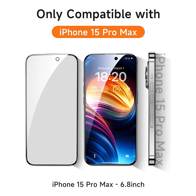 Ultra Shield Privacy Screen Protector for iPhone 15 Pro Max