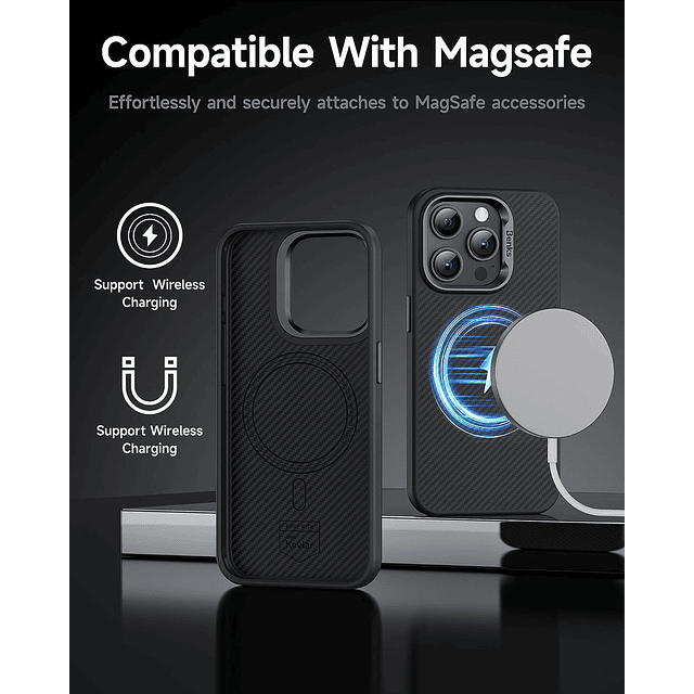 Case Benks Magclap Armor Pro Kevlar® Magsafe Para iPhone 15 Pro 6.1 (Marco de Metal)
