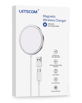 Cargador Magnético Letscom Magsafe 15W Para iPhone 13/ Pro/ Max/ Mini