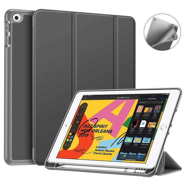 Funda Case Fintie Para iPad 10.2 7gen C/ Pencil Holder Gray