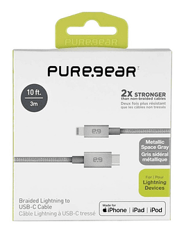 Puregear Cable 87W Lightning a USB Tipo C Para iPad 10.2 A2270 A2429 3m