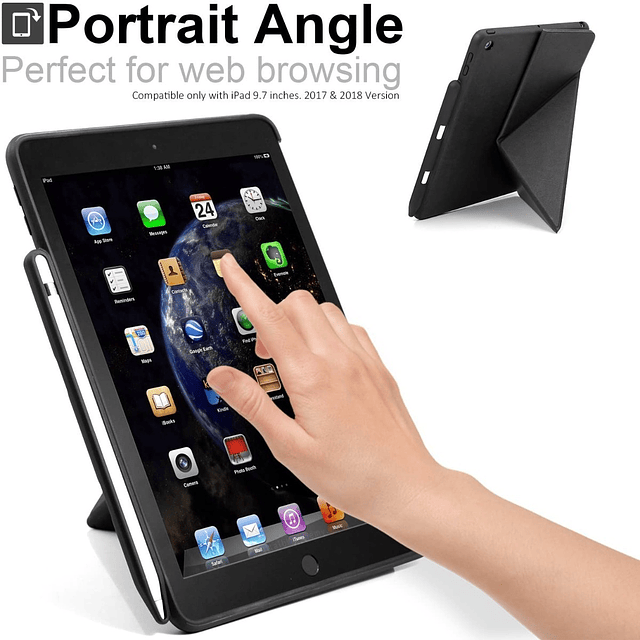 Case Khomo Para iPad 9.7 5ta Gen A1822 A1823 Con Pen Holder