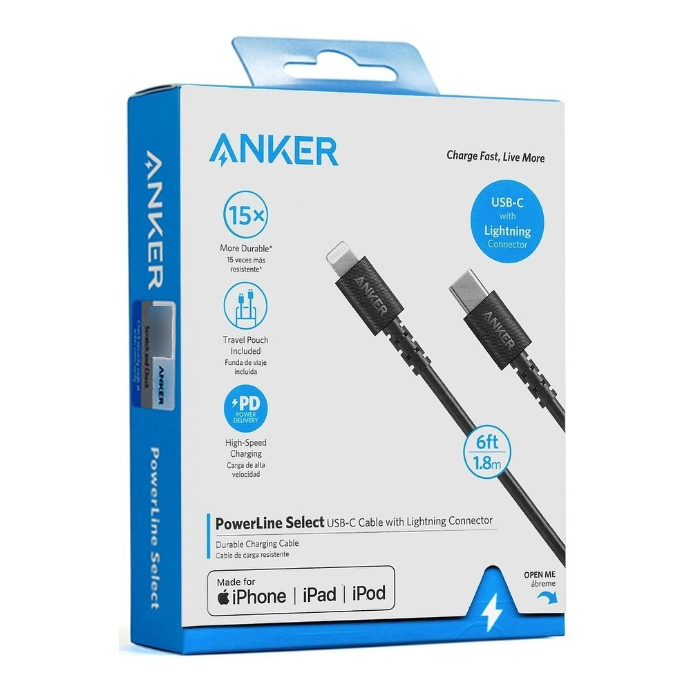 Anker Cable Lightning Usb C Para iPad 10.2 A2197 A2198 1.8m 1