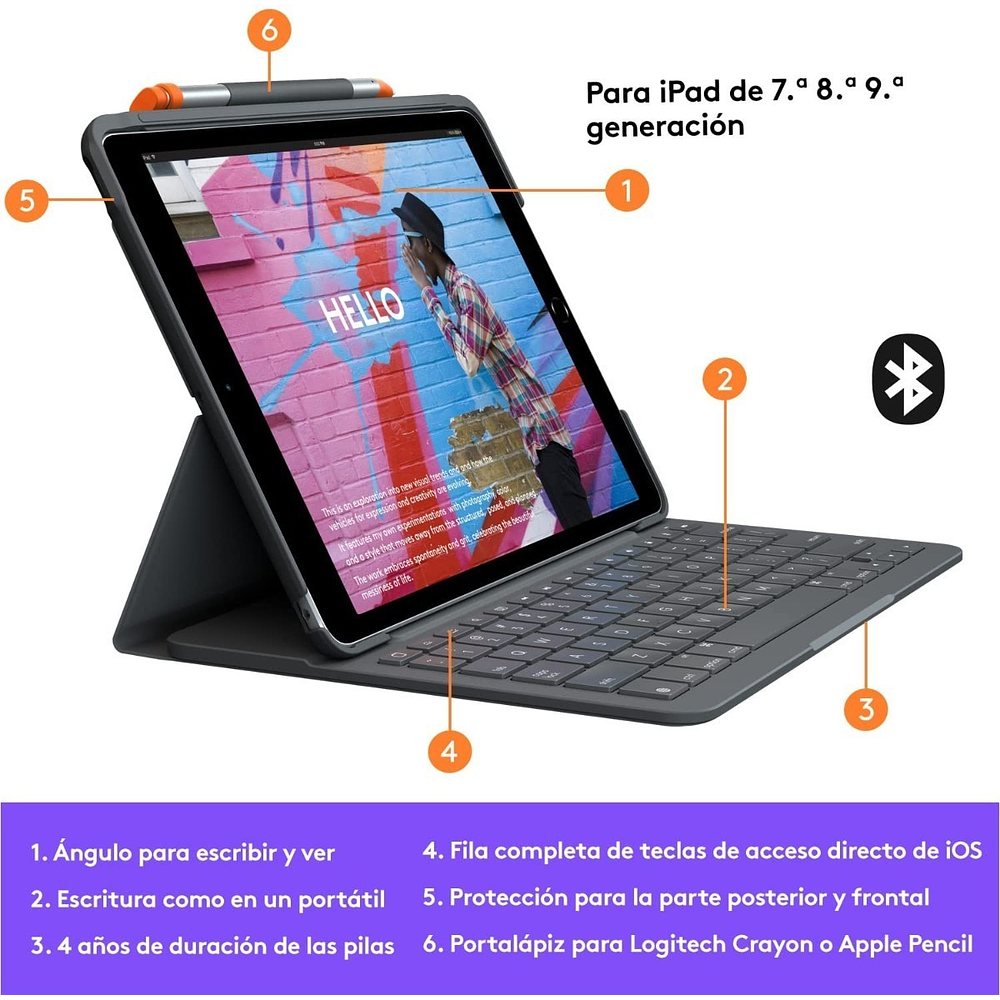 Case Teclado Logitech Slim Folio Para iPad 10.2 A2270 A2429 6