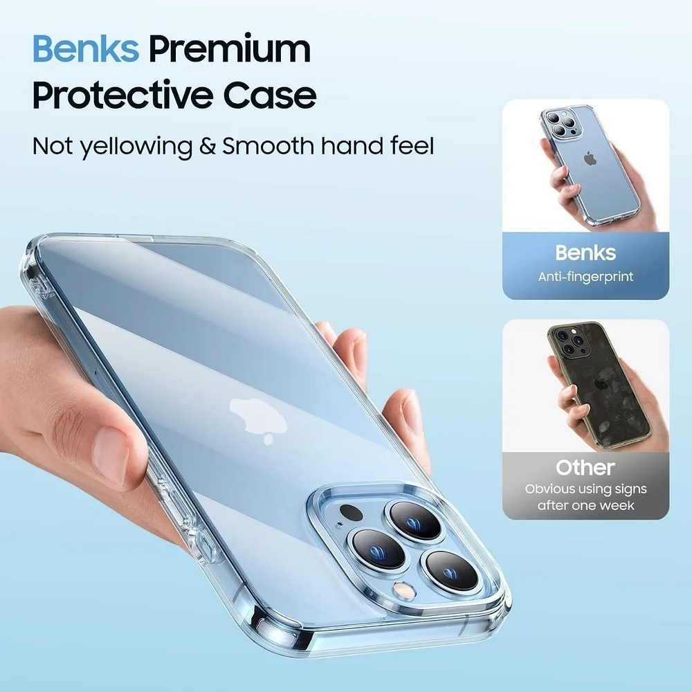 Case Benks Para iPhone 13 Pro Max 6.7 / 13 Normal 6.1 / 13 Pro 6.1 / 13 Mini 5.4 Protector 360° + Glass 2