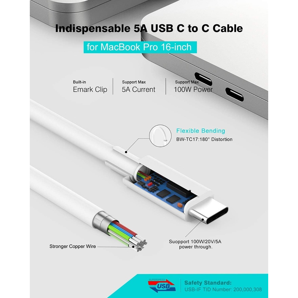 Cargador Szpower Usb C 96w Para Macbook Air 2020 M1 A2337 3