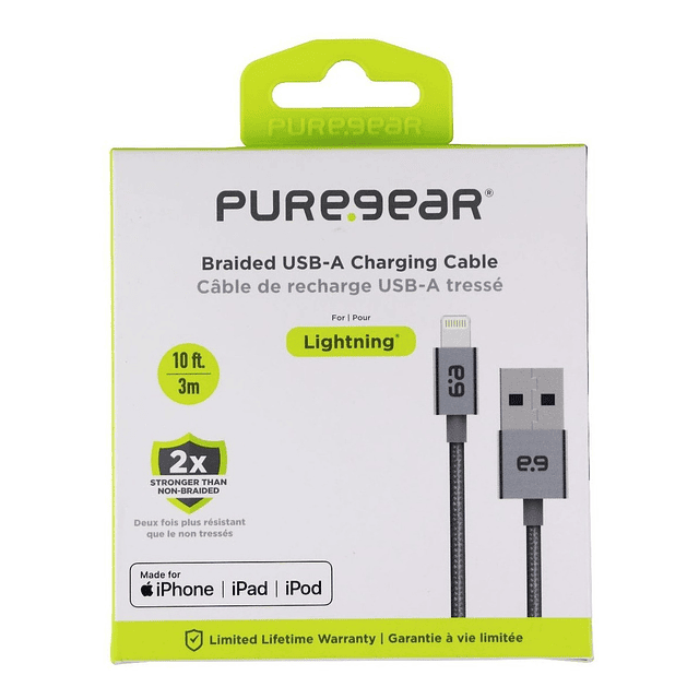 Cable Mfi Certificado Puregear Lightning Usb-a De Nylon 3m