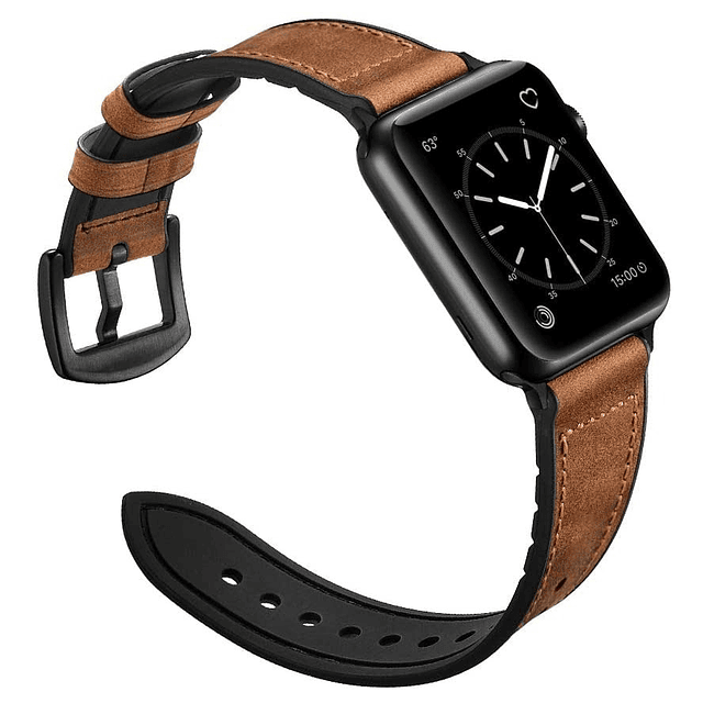 Correa de Cuero y TPU Ouheng Para Apple Watch Ultra 1/2 49mm Camel / Black