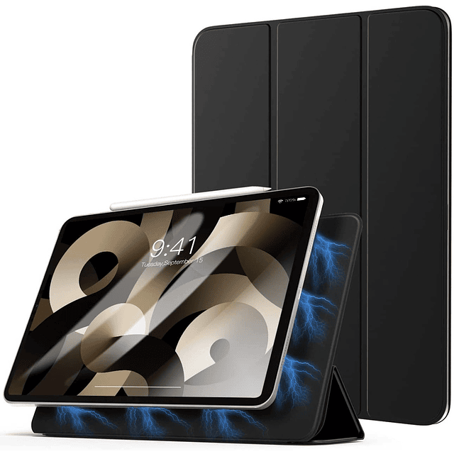 Smart Folio Case Para iPad Air 4 (2020) / iPad Air 5 (2022) A2324 A2325 A2588 A2589 A2316 A2072 Color Negro