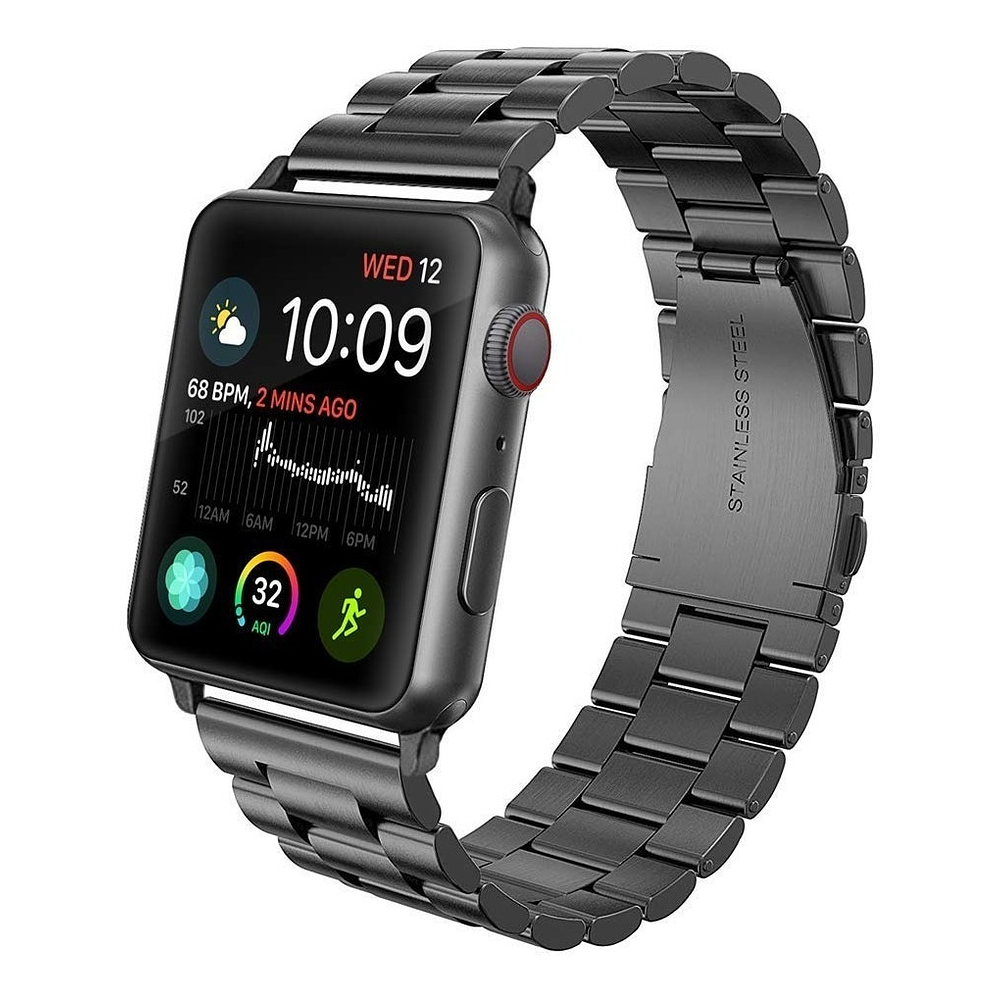 Correa Acero Fintie Compatible Con Apple Watch Serie 4 5 6 Se 1/2 44mm Negro 1