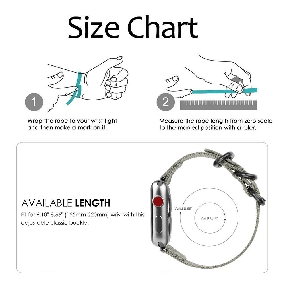 Correa Nylon Fintie Compatible Con Apple Watch Serie 4 5 6 Se 1/2 44mm Gray 6