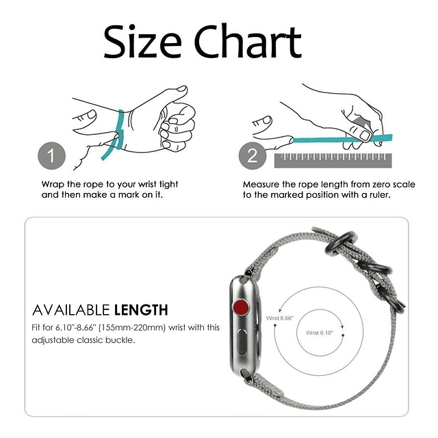 Correa Nylon Fintie Compatible Con Apple Watch Serie 4 5 6 Se 1/2 44mm Gray