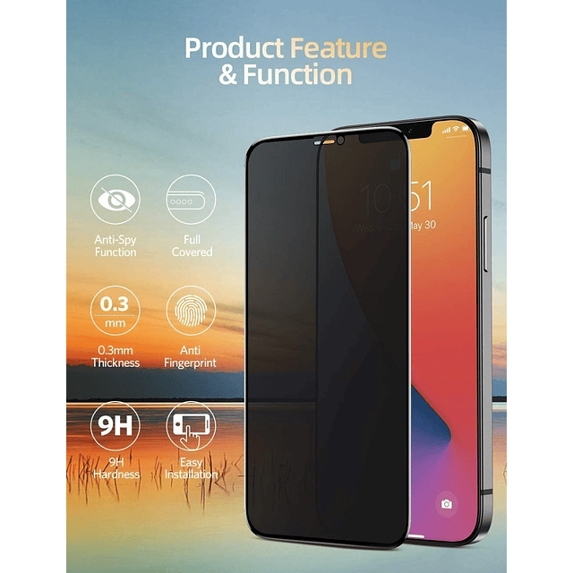 Mica De Vidrio 9h Antiespía Benks Para iPhone 12 Pro Max 6.7