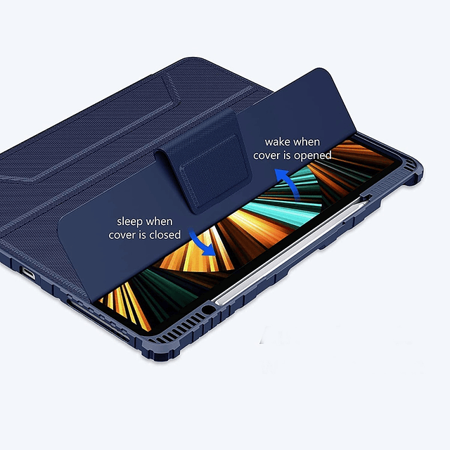 Case Antishock 360° Para iPad Pro 11 M1 Con Pen Holder Azul