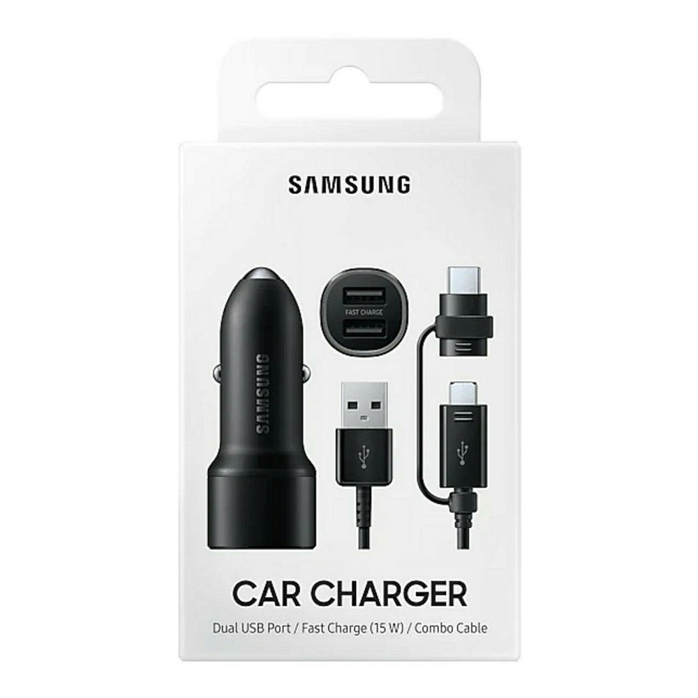 Cargador De Auto Dual Samsung 15Watts Para Galaxy S21 Plus Ultra 15W Carro (con cable USB-C incluido) 1