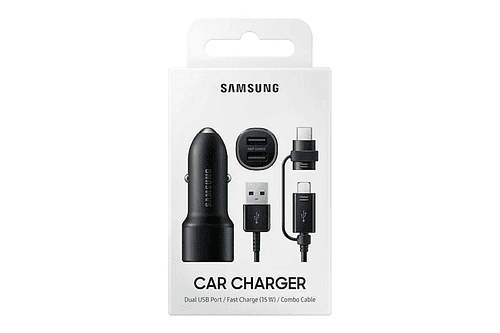 Cargador De Auto Dual Samsung 15Watts Para Galaxy S21 Plus Ultra 15W Carro (con cable USB-C incluido)